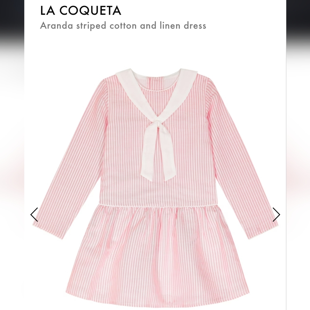 Pink and White Striped Dress with Bow
